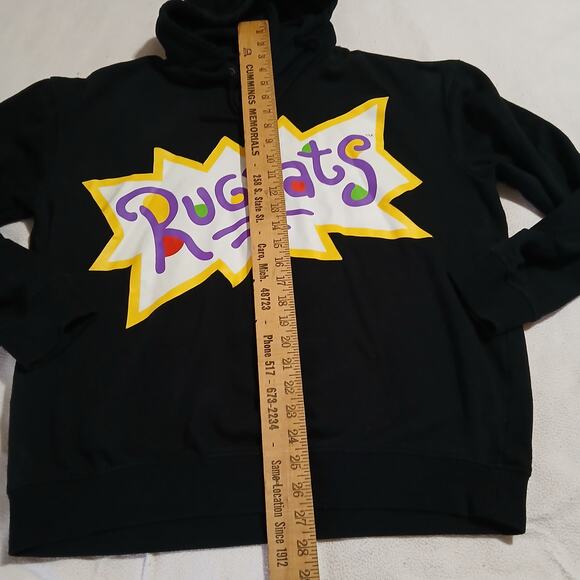 VTG Nickleodeon Rug Rats Large black hoodie Tommy Chuckie 90's large - Picture 9 of 12